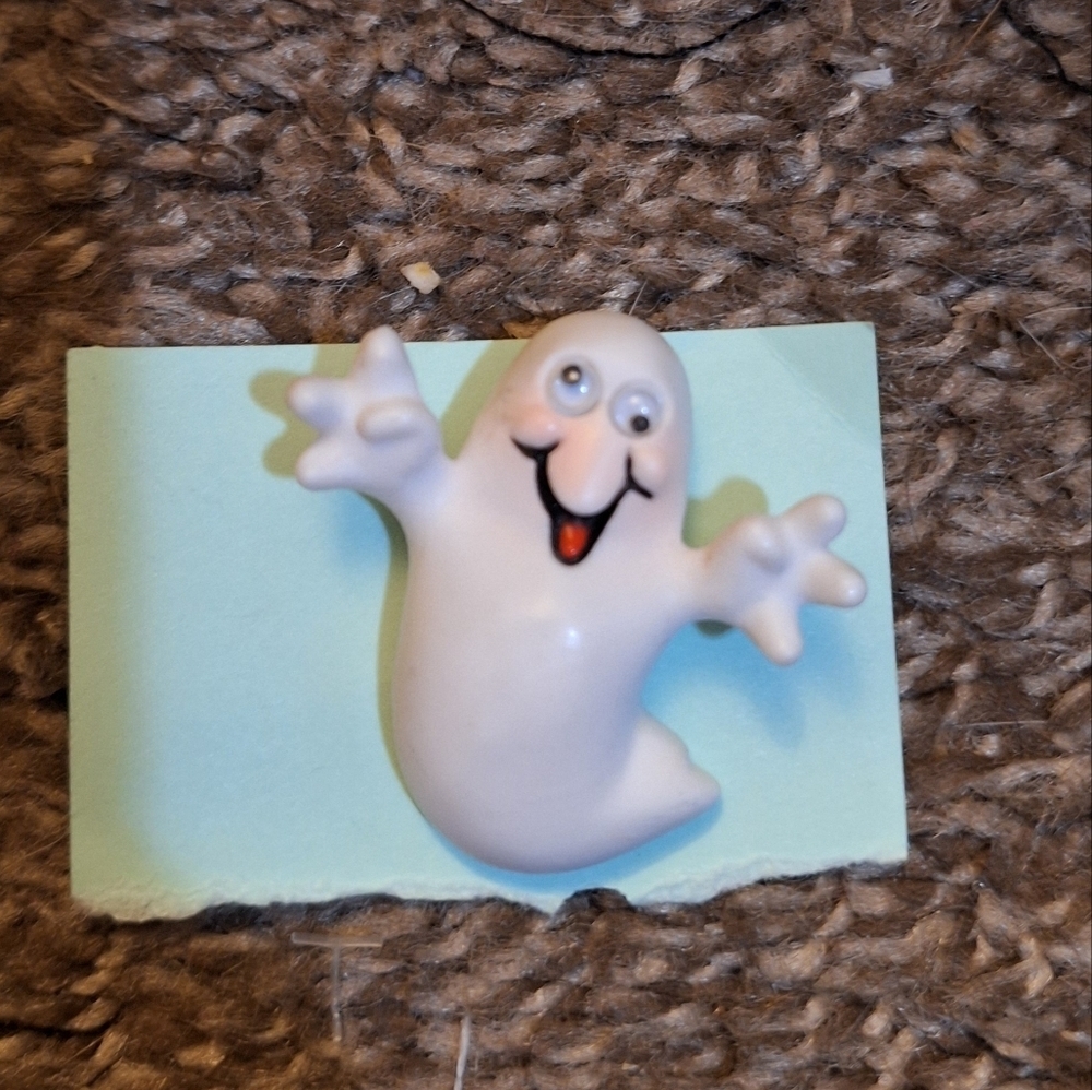 Hallmark Halloween Ghost Brooch Vintage Googly Eyes
